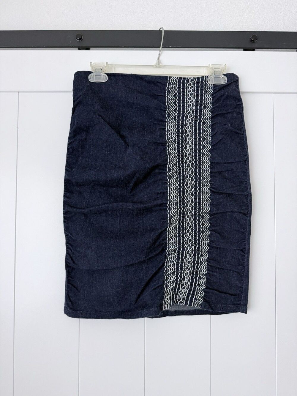 Vintage Y2K Vivienne Tam Smocked Denim Skirt Sz 0 (Fits S 2) Archival Indie